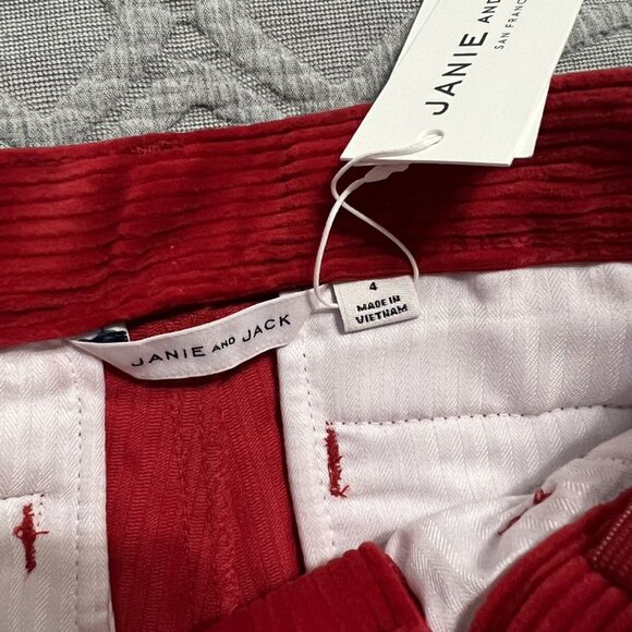 NEW Janie & Jack Sz 4 Red Corduroy Pants Slacks - Picture 6 of 7